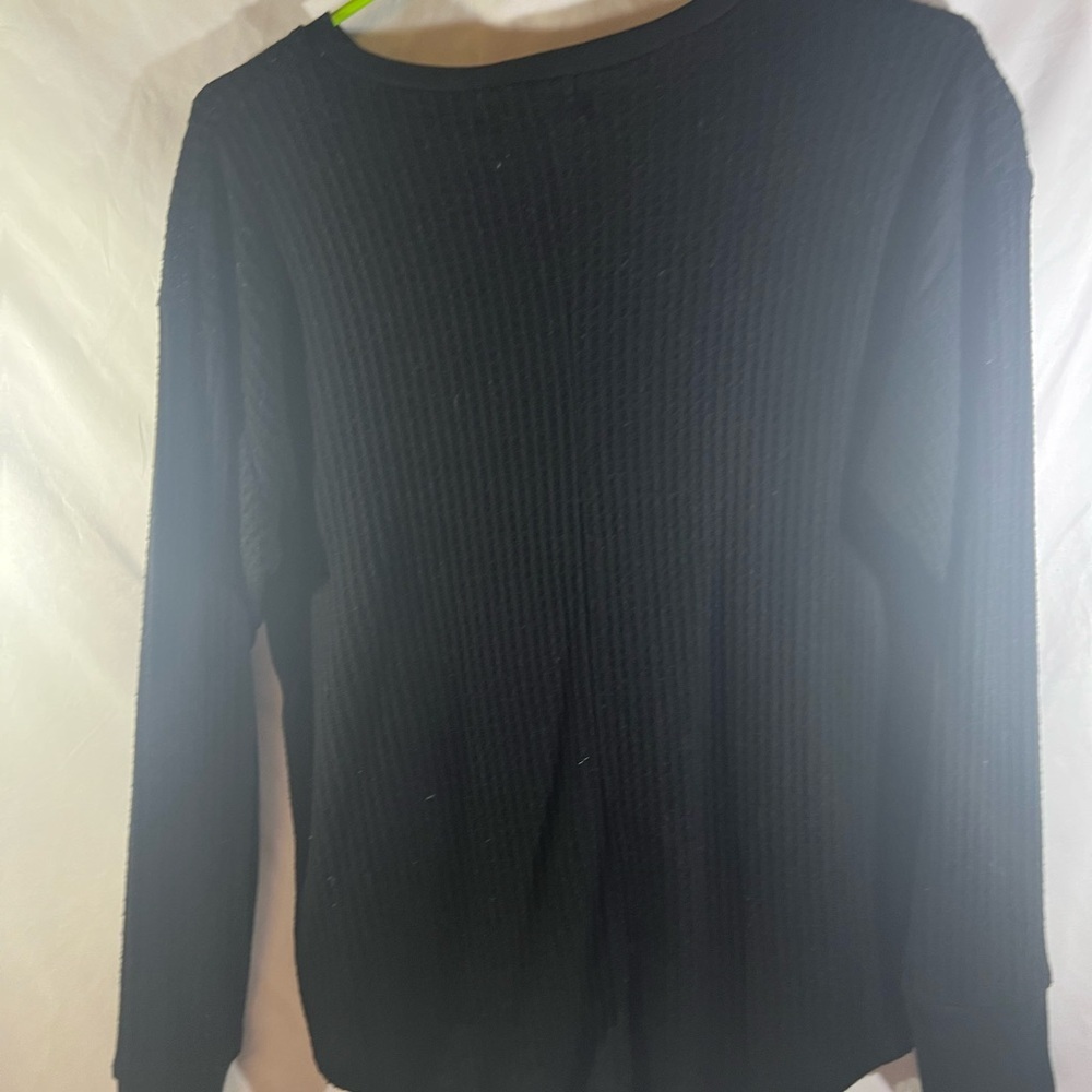 Black Ribbed Long Sleeve Top